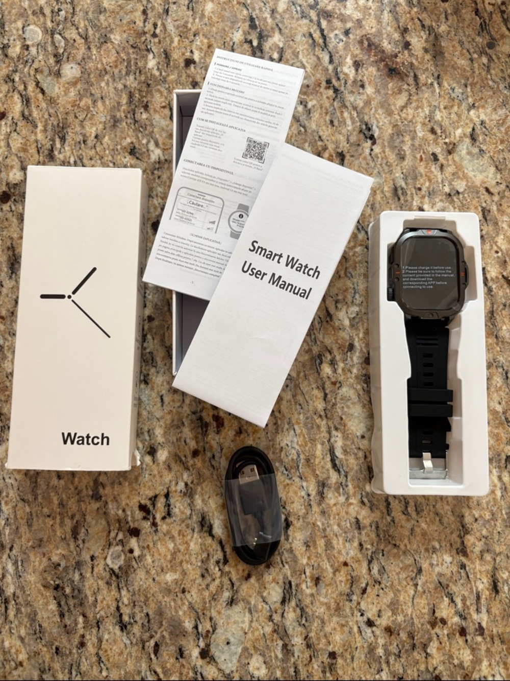 Smart Watch with Black Band - Rugged Fitness Wearable